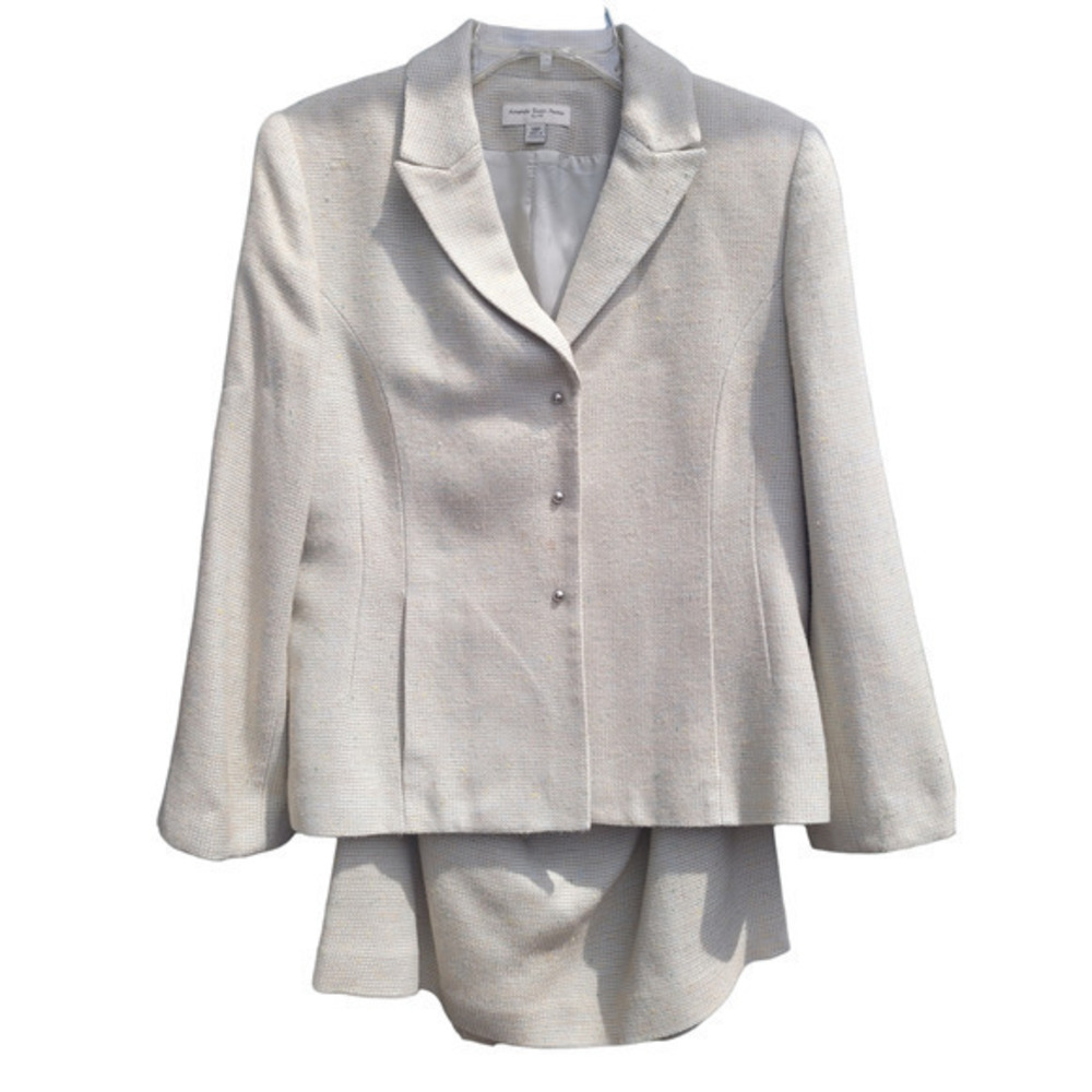 Vintage Amanda Smith Petites Green Tweed Single‎ Breast 3 Snap Jacket Skirt Sets